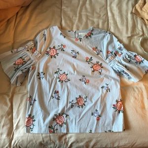 H&M Pinstriped Blouse with Flowers